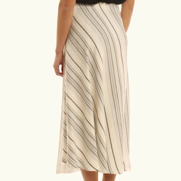 LIZ CLAIBORNE MAXI DIAGONAL STRIPED SKIRT, Sz 10P, CREAM/TAN - Picture 1 of 10